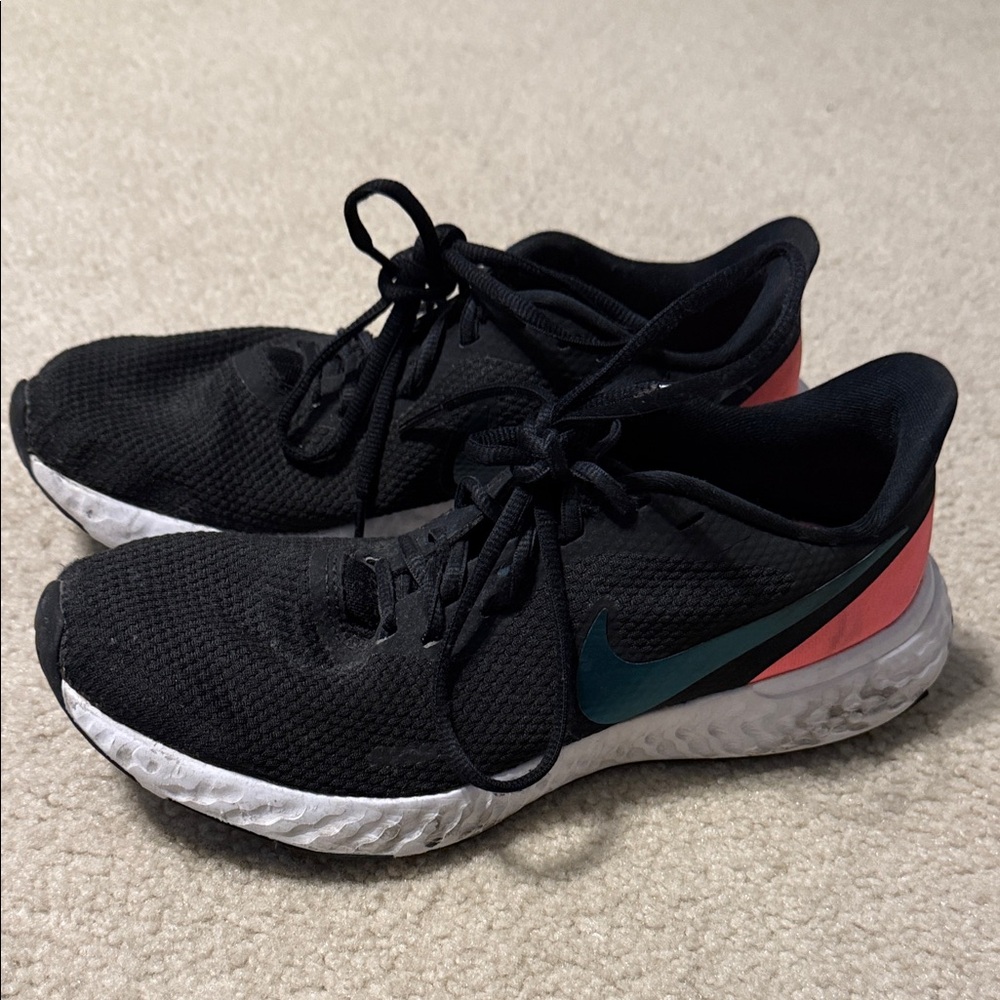 Nike Black and Coral Athletic Sneakers